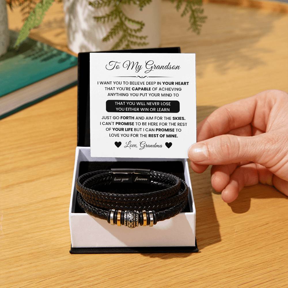 To My Grandson – Graduation, Christmas Jewelry from Grandma – Love You Forever Bracelet