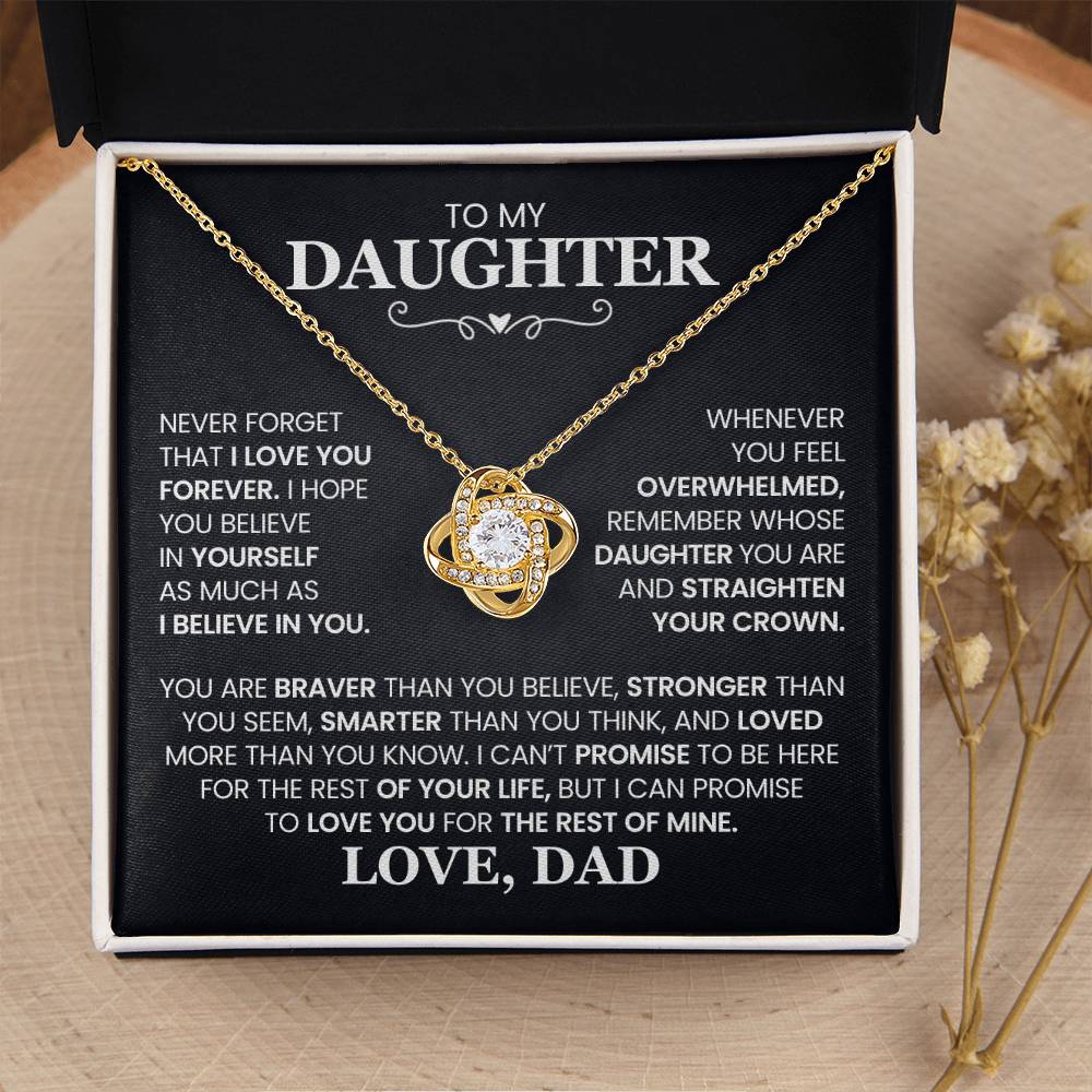 To My Daughter - Straighten Your Crown - Love Knot Necklace Gift from Dad