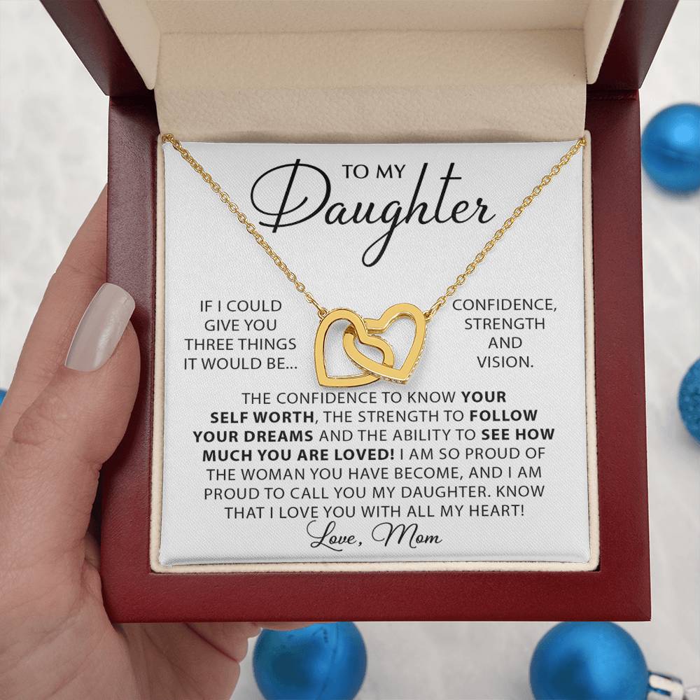 To My Daughter Necklace – Holiday Gift for Daughter Graduation from Mom – Interlocking Hearts Necklace