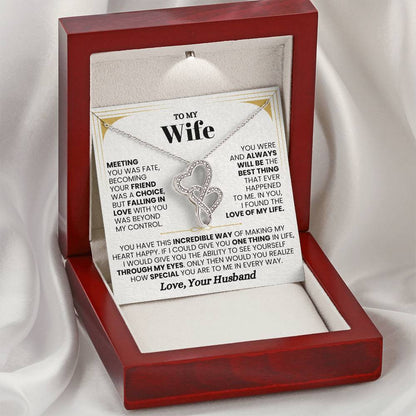 To My Wife Necklace - Sentimental Birthday Gift from Husband, Romantic Jewelry for Valentine’s Day & Holidays - Heart-to-heart Pendant Necklace