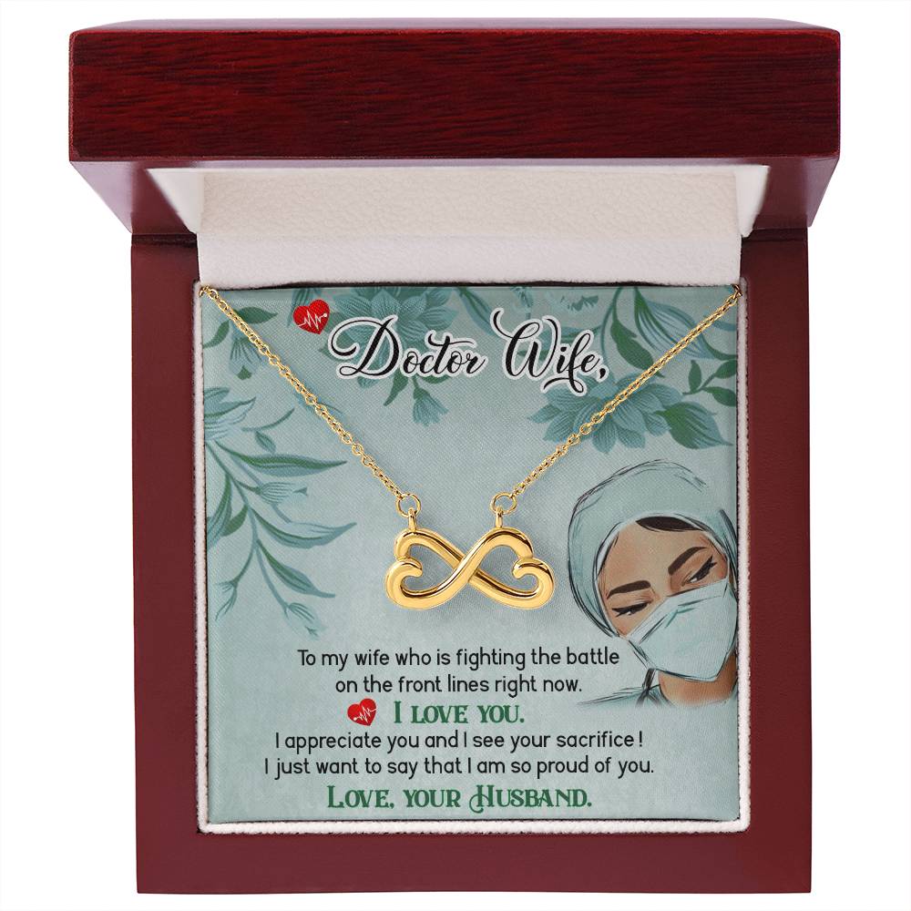 To My Beautiful Doctor Wife Necklace - Romantic Everyday Jewelry Gift from Husband for Birthday, Valentine’s Day & Just Because - Endless Love Necklace