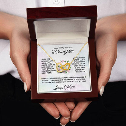 To My Daughter Necklace – Daughter Birthday Graduation Keepsake from Mom – Interlocking Hearts Necklace