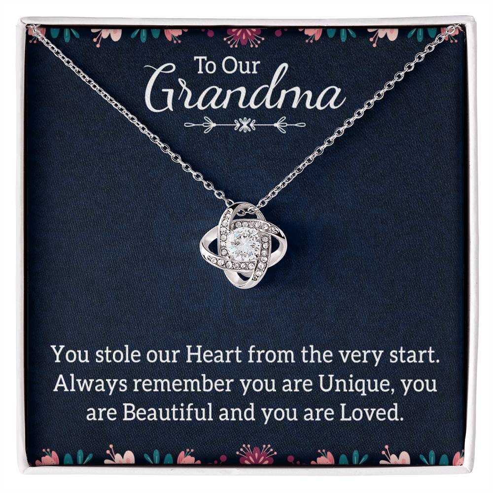 To Our Grandma Necklace - You stole our heart from the very start - Love Knot Necklace