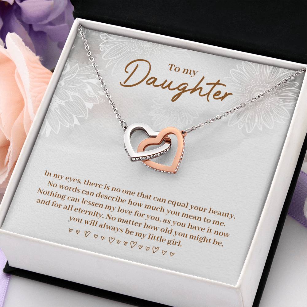 To My Daughter Necklace – Daughter Christmas Graduation Jewelry Gift – Interlocking Hearts Necklace