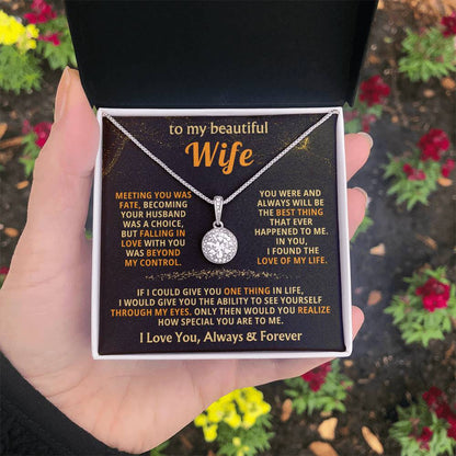 To My Beautiful Wife Necklace - Special Love Jewelry for Wife from Husband for Birthday, Anniversary & Valentine’s Day - Eternal Hope Necklace