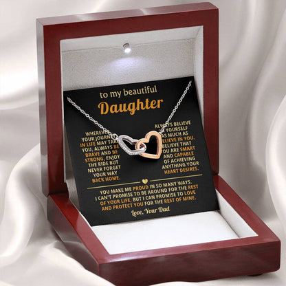 To My Daughter Necklace - You make me proud in so many ways - Daughter Present from Dad - Interlocking Hearts Necklace