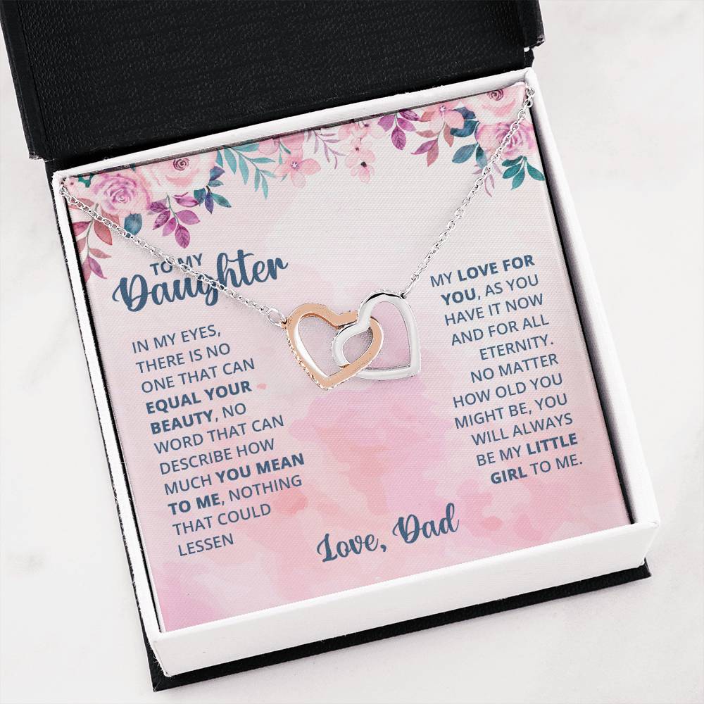 To My Daughter Necklace - Emotional Jewelry from Dad to Celebrate Love Every Day & Always - Interlocking Hearts Necklace