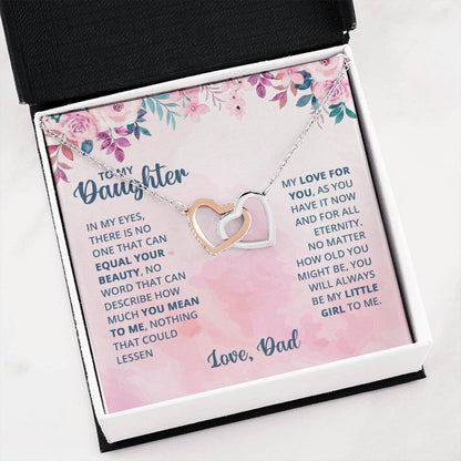 To My Daughter Necklace - Emotional Jewelry from Dad to Celebrate Love Every Day & Always - Interlocking Hearts Necklace