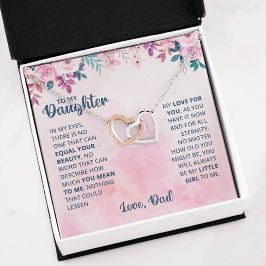 To My Daughter Necklace - Emotional Jewelry from Dad to Celebrate Love Every Day & Always - Interlocking Hearts Necklace