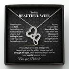 To My Wife Necklace - Best Loving Jewelry Gift for Valentine’s Day, Anniversaries & Romantic Surprises - Heart-to-heart Pendant Necklace
