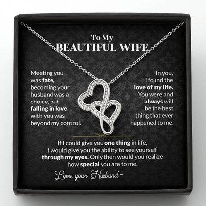 To My Wife Necklace - Best Loving Jewelry Gift for Valentine’s Day, Anniversaries & Romantic Surprises - Heart-to-heart Pendant Necklace