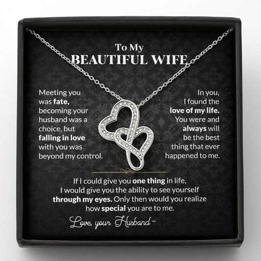 To My Wife Necklace - Best Loving Jewelry Gift for Valentine’s Day, Anniversaries & Romantic Surprises - Heart-to-heart Pendant Necklace