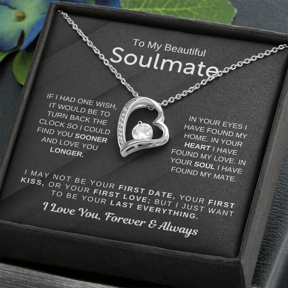To My Beautiful Soulmate Necklace - Romantic Gift for Her for Christmas & Love Celebrations - Forever Love Necklace