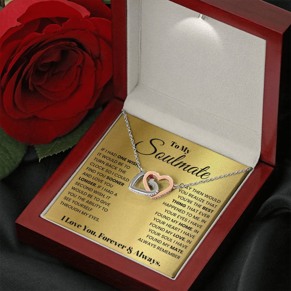To My Soulmate Necklace - Romantic Gift for Special Occasions & Just Because Love - Interlocking Hearts Necklace