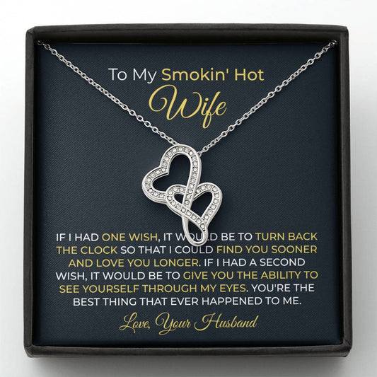 To My Smokin' Hot Wife Necklace - Romantic Husband to Wife Jewelry for Birthday, Valentine’s Day & Special Celebrations - Heart-to-heart Pendant Necklace
