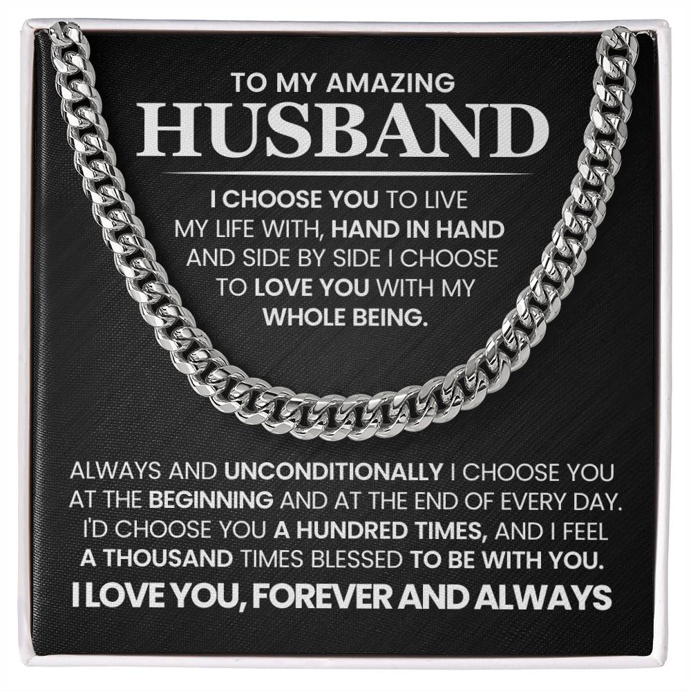 Gift for Husband from Wife - I Choose You - Cuban Link Chain