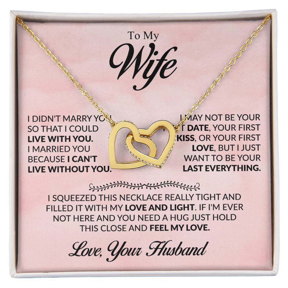 To My Wife Necklace - Emotional Husband-to-Wife Gift for Anniversary, Birthday & Valentine’s Day - Interlocking Hearts Necklace
