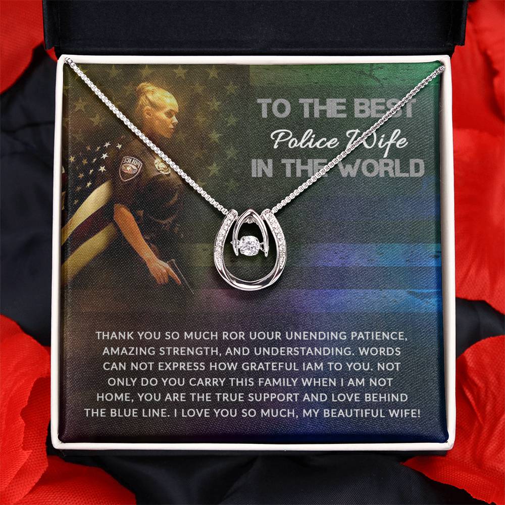 To My Police Wife Necklace - Romantic Birthday Gift from Husband - Lucky In Love Necklace