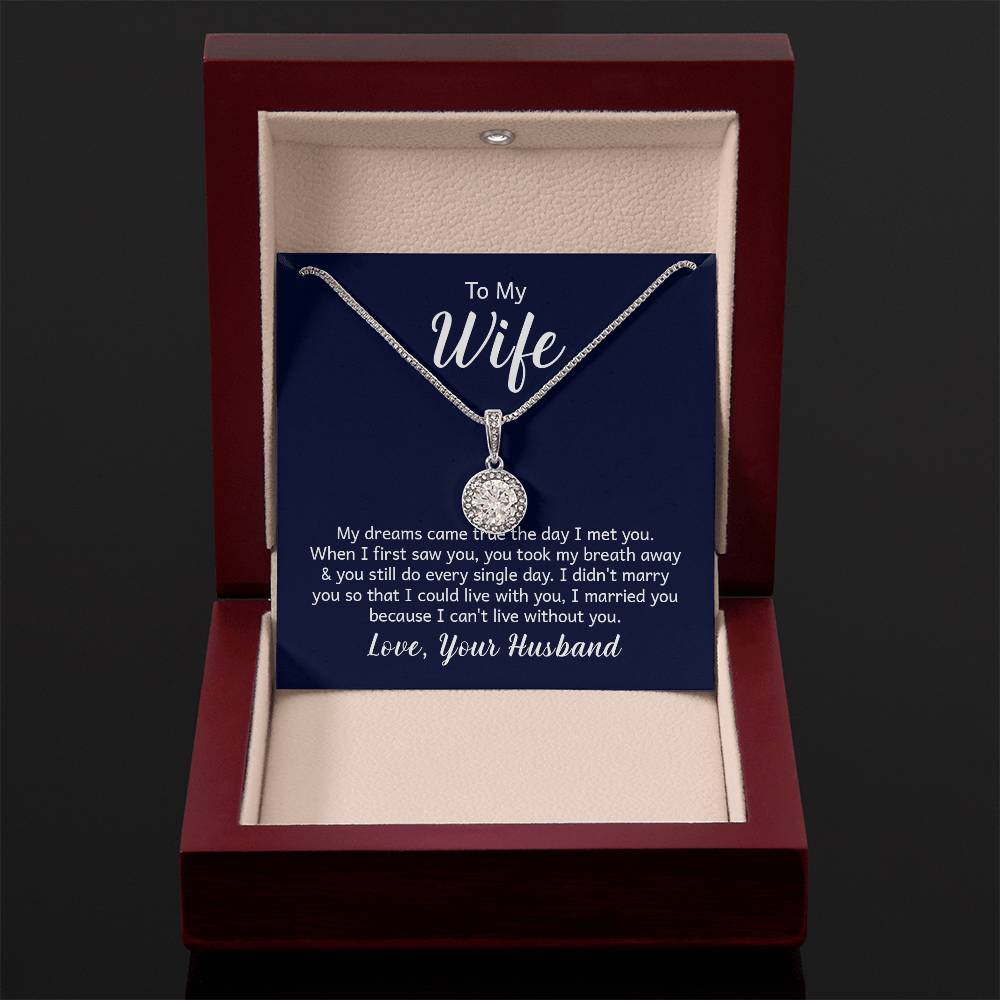 To My Wife Necklace - Romantic Keepsake Jewelry Gift from Husband for Special Days & Valentine’s Love - Eternal Hope Necklace