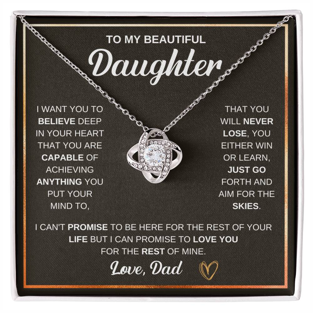 To My Daughter Necklace – Graduation & Xmas Gift from Dad – Love Knot Necklace