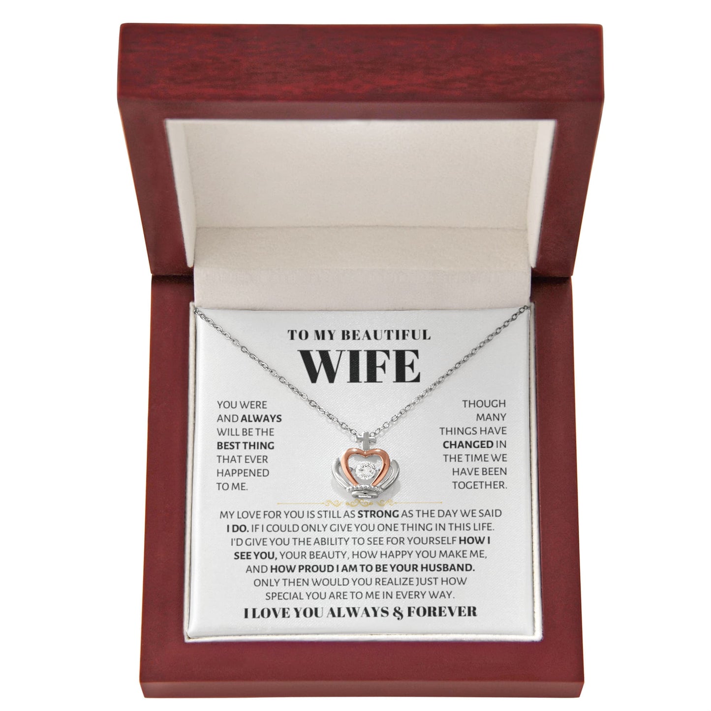 To My Wife Necklace - Emotional Valentine’s Day Gift from Husband - Crown Pendant Necklace