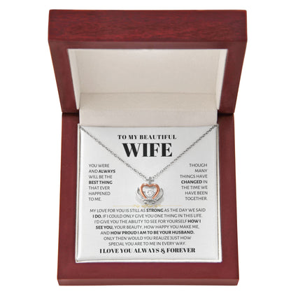 To My Wife Necklace - Emotional Valentine’s Day Gift from Husband - Crown Pendant Necklace