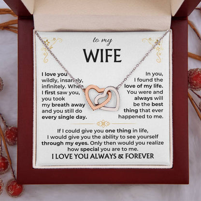 To My Wife Necklace - Heartfelt Gift for Birthday & Valentine’s Day - Interlocking Hearts Necklace