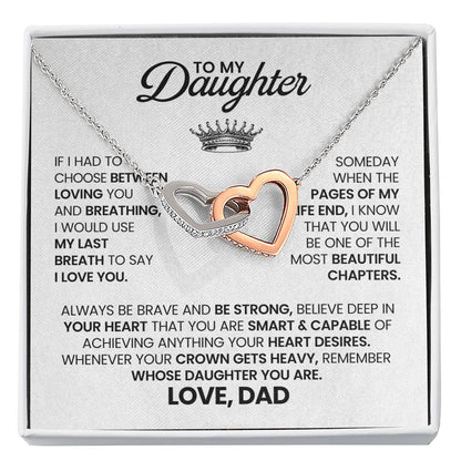 To My Daughter Necklace - Sentimental Jewelry Gift from Dad for Graduation & Life Achievements - Interlocking Hearts Necklace