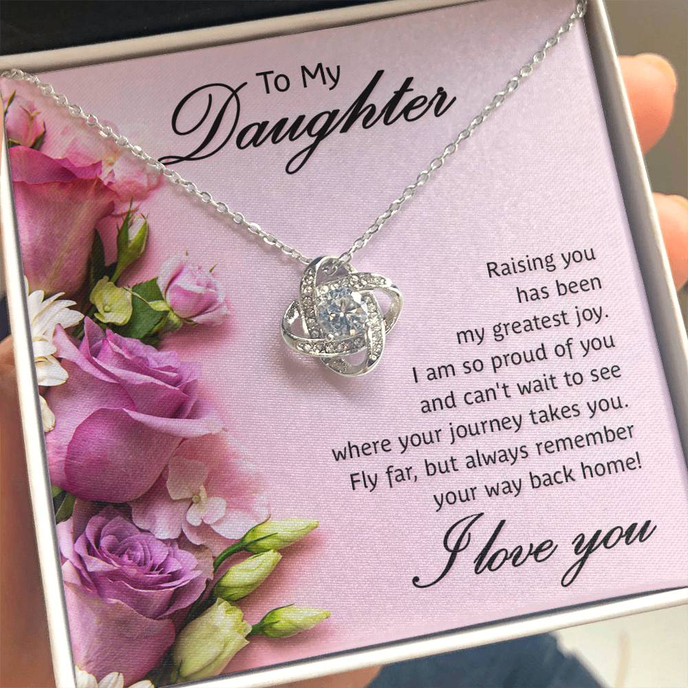 To My Daughter Necklace – Daughter Necklace for Graduation Birthday Occasions from Mum – Love Knot Necklace