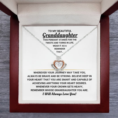 To My Granddaughter Necklace – Graduation Birthday Jewelry Idea for Granddaughter – Crown Pendant Necklace