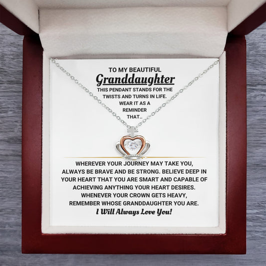 To My Granddaughter Necklace – Graduation Birthday Jewelry Idea for Granddaughter – Crown Pendant Necklace
