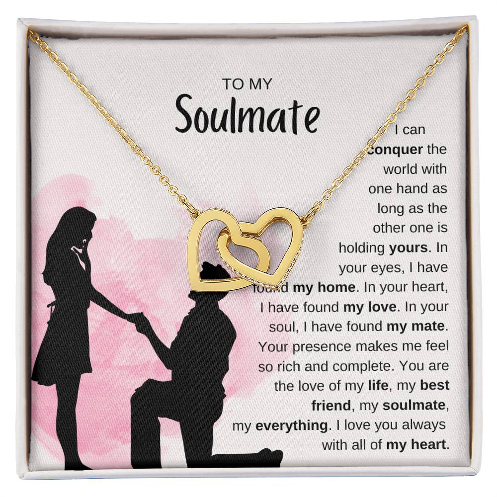 To My Soulmate Necklace - Soulmate Jewelry for Valentine’s Day & Gifts for Her - Interlocking Hearts Necklace