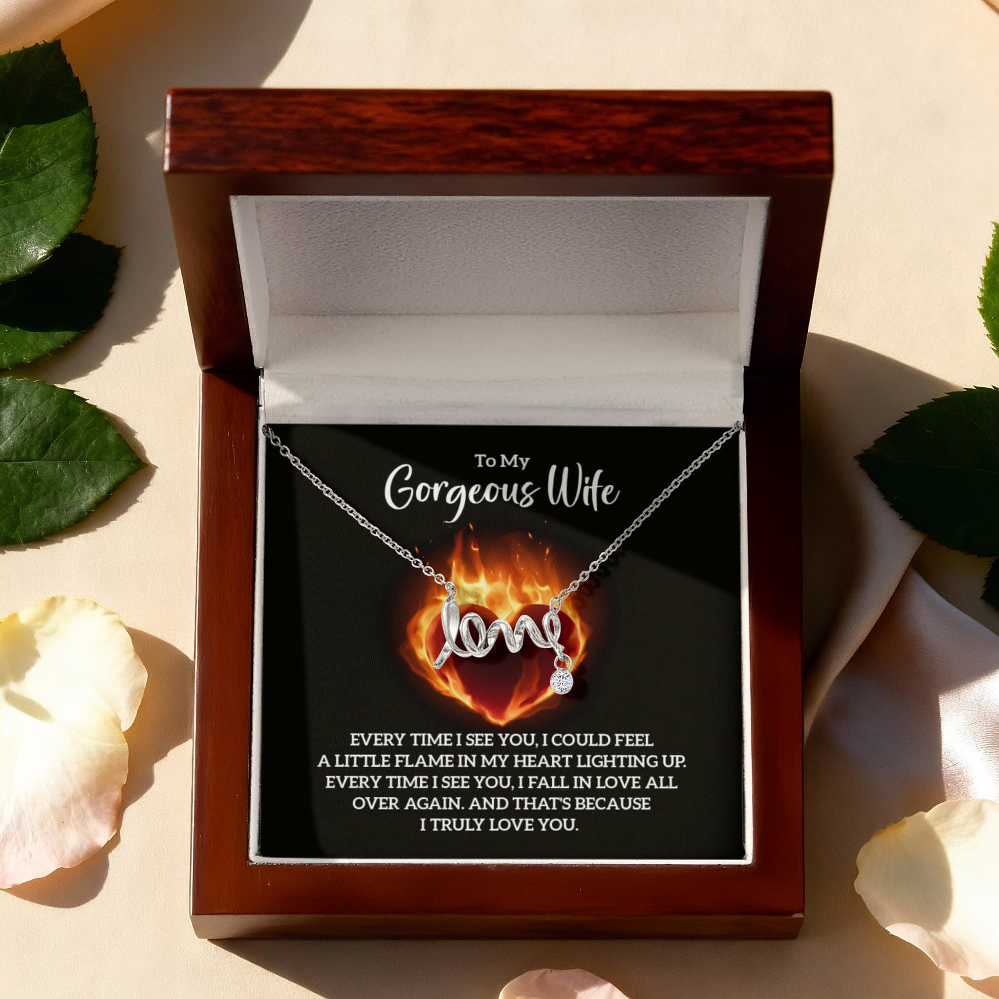 Best Gift for Wife from Husband - Emotional Love Jewelry for Birthday, Valentine’s Day, Anniversary & Christmas - Scripted Love Necklace