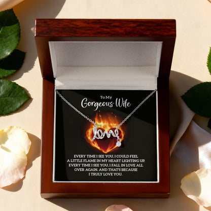 Best Gift for Wife from Husband - Emotional Love Jewelry for Birthday, Valentine’s Day, Anniversary & Christmas - Scripted Love Necklace