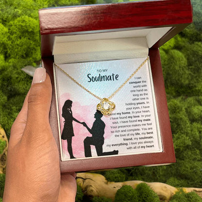To My Soulmate Necklace - Romantic Jewelry Gift for Her for Christmas & Special Dates - Love Knot Necklace