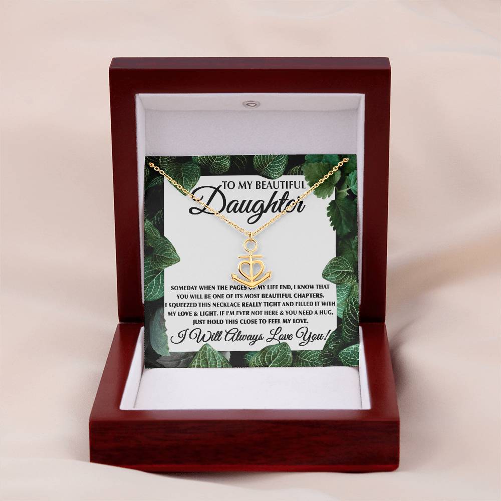 To My Daughter Necklace – Birthday & Graduation Jewelry for Her – Anchor Pendant Necklace