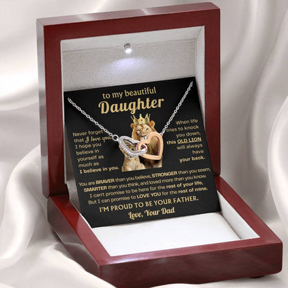 To My Daughter Necklace - Sentimental Surprise Gift from Dad - Interlocking Hearts Necklace