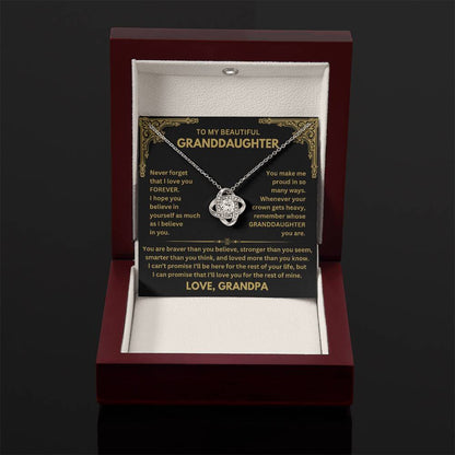 To My Granddaughter Necklace – Graduation & Christmas Gift from Grandpa – Love Knot Necklace