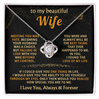 To My Beautiful Wife Necklace - Romantic Husband Gift for Christmas, Valentine’s Day & Anniversary Love Surprises - Love Knot Necklace