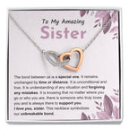 Sentimental Gift for Sister - The bond between us is a special one - Interlocking Hearts Necklace