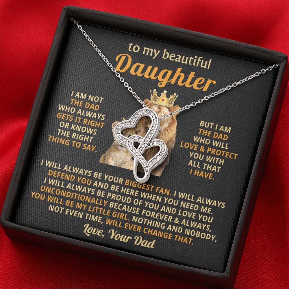 To My Daughter Necklace - Best Gift for Daughter from Dad - Heart-to-heart Pendant Necklace