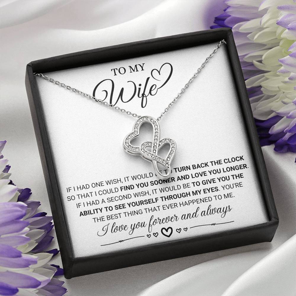 To My Wife Necklace - Romantic Keepsake Jewelry Gift from Husband for Special Days & Valentine’s Love - Heart-to-heart Pendant Necklace
