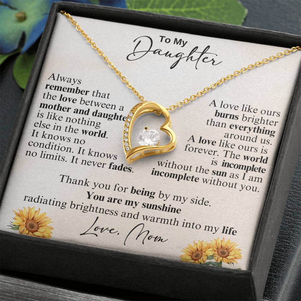 To My Daughter Necklace - Sentimental Jewelry Gift from Mom for Graduation & Life Achievements - Forever Love Necklace