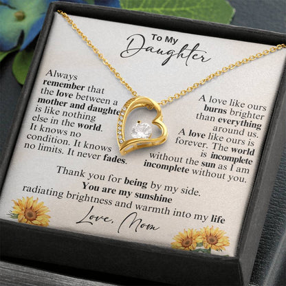 To My Daughter Necklace - Sentimental Jewelry Gift from Mom for Graduation & Life Achievements - Forever Love Necklace