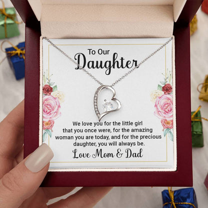 To Our Daughter Necklace – Daughter Graduation & Birthday Present from Mom and Dad – Forever Love Necklace