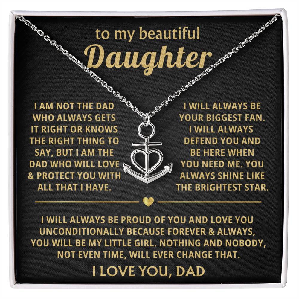 To My Daughter Necklace - Holiday Gift for Daughter from Dad - Anchor Pendant Necklace