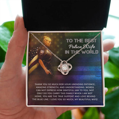 To The Best Police Wife Gift from Husband - Love Knot Necklace