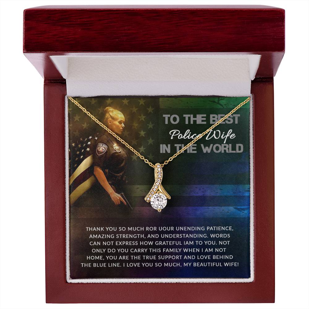 To My Police Wife Necklace - Husband to Wife Jewelry for Romantic Valentine’s Day, Birthday & Anniversary Gifts - Alluring Beauty Necklace