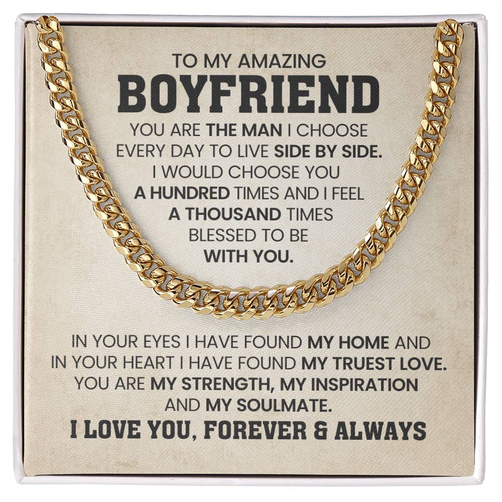 To My Amazing Boyfriend - I Love You, Forever & Always - Cuban Link Chain Gift for Him
