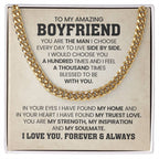 To My Amazing Boyfriend - I Love You, Forever & Always - Cuban Link Chain Gift for Him